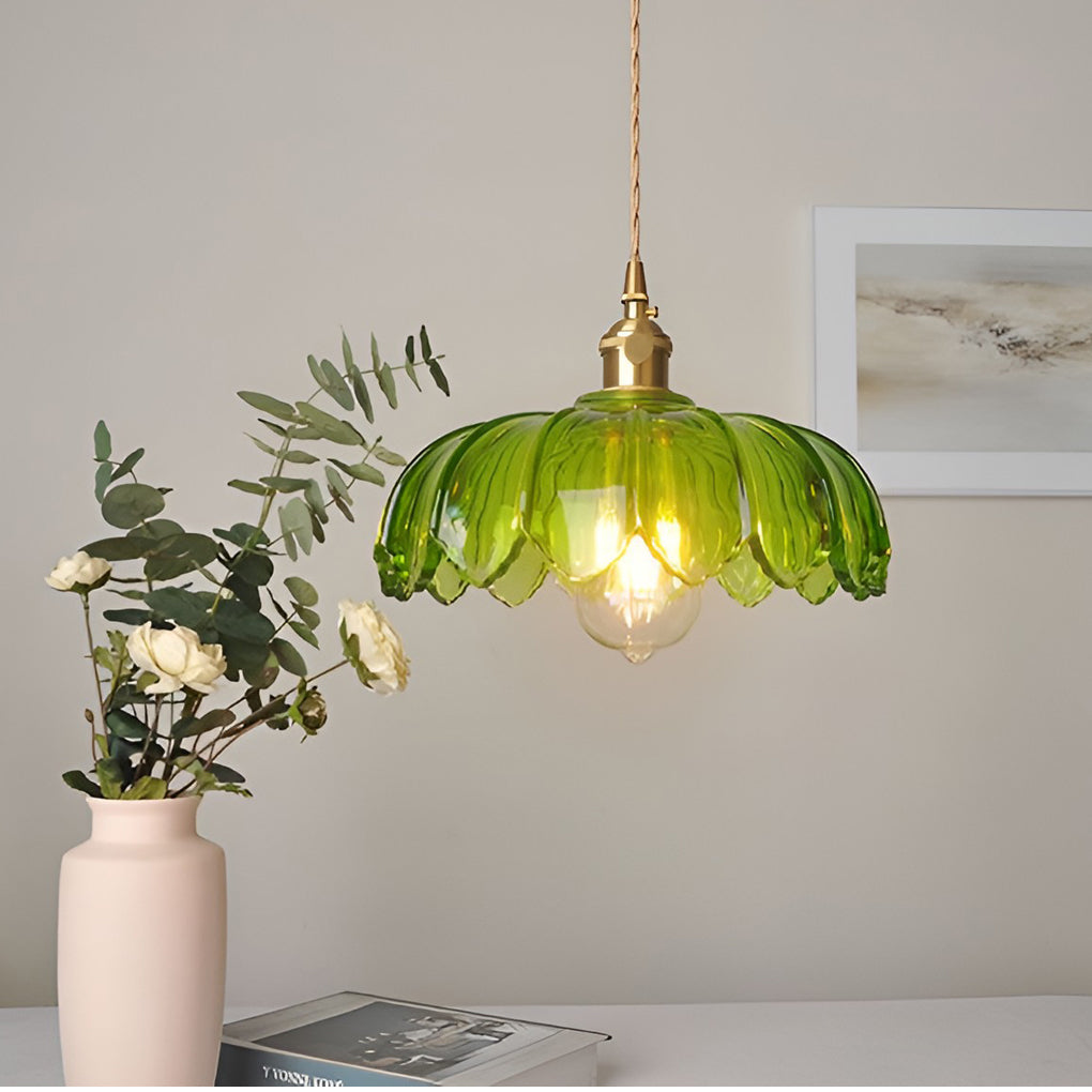 Retro Flower – Glass Brass Nordic Kitchen Pendant Light Chandelier