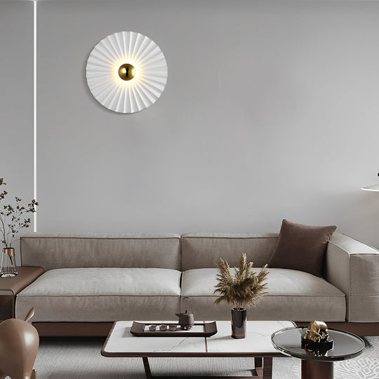 Lotus Leaf Round Pleated LED White Modern Wall Lamp