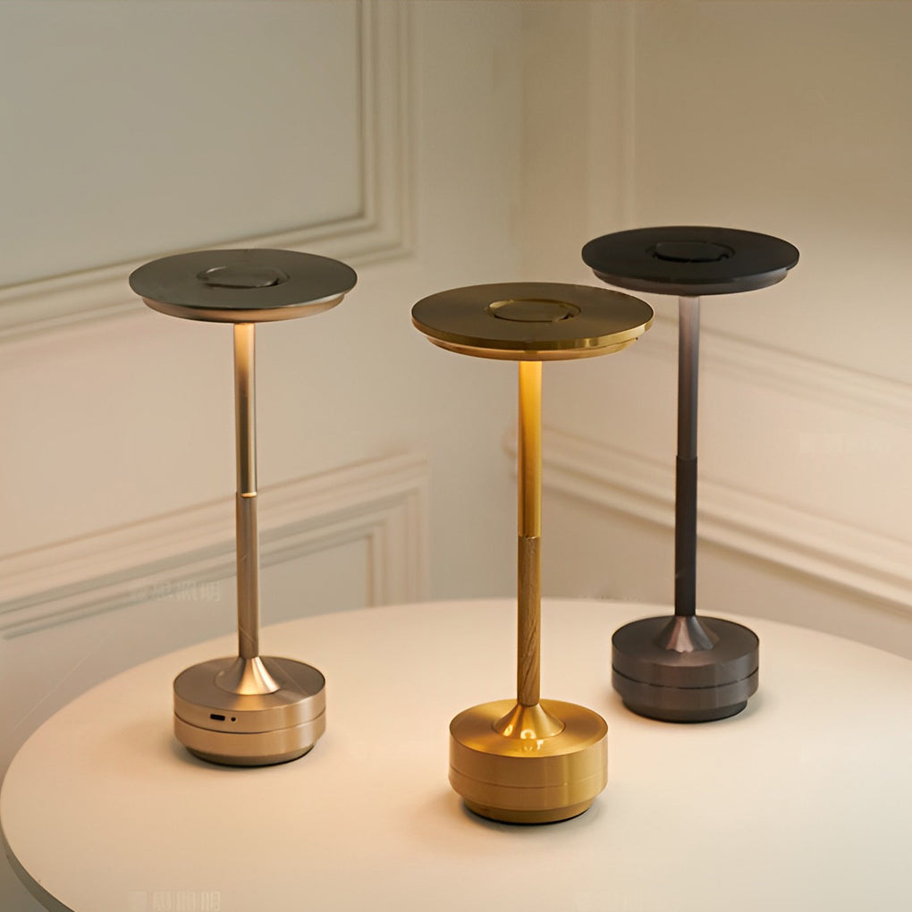 Plated Metal Slender UFO Alien Cordless Table Lamp