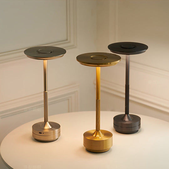 Plated Metal Slender UFO Alien Cordless Table Lamp