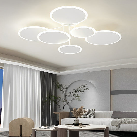 2/3/6 Round Three Step Dimming LED Matte White Nordic Ceiling Light Fixture