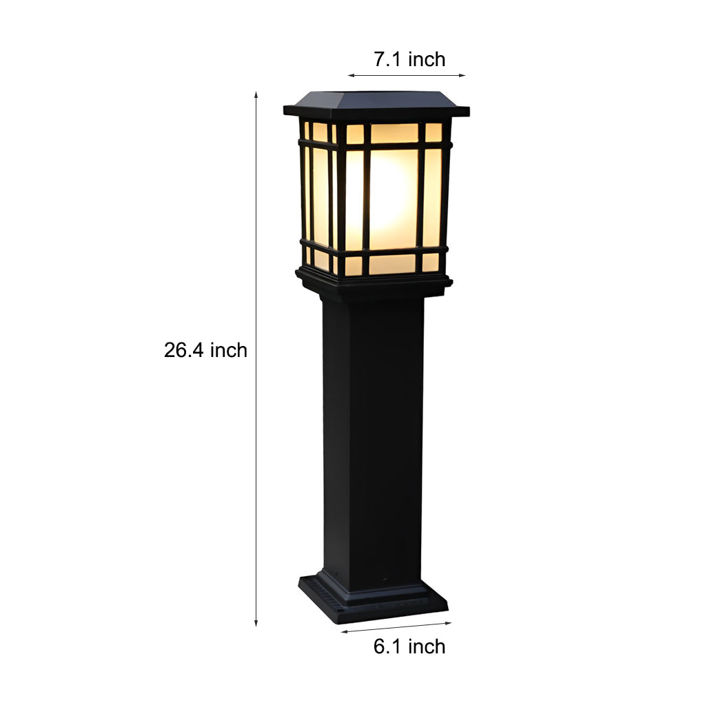 Black Solar Pathway Bollard Lights with Three-Step Dimming