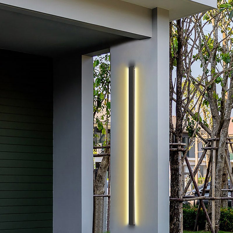 Black Long LED Linear Outdoor Wall Lights – Modern Waterproof Porch & Garden Lighting