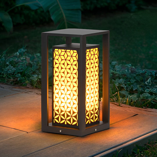 Floral Pattern Black LED Outdoor Lawn Pathway Light