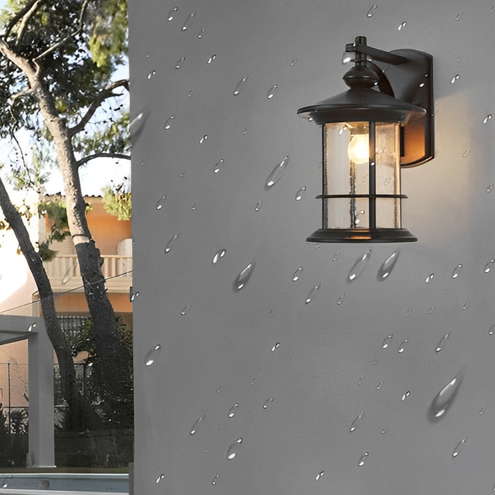 Retro Aluminum Glass LED Waterproof Garden Wall Lamp
