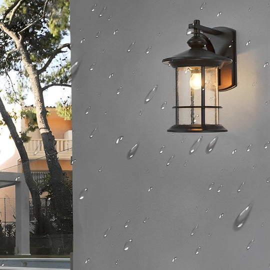 Retro Aluminum Glass LED Waterproof Garden Wall Lamp