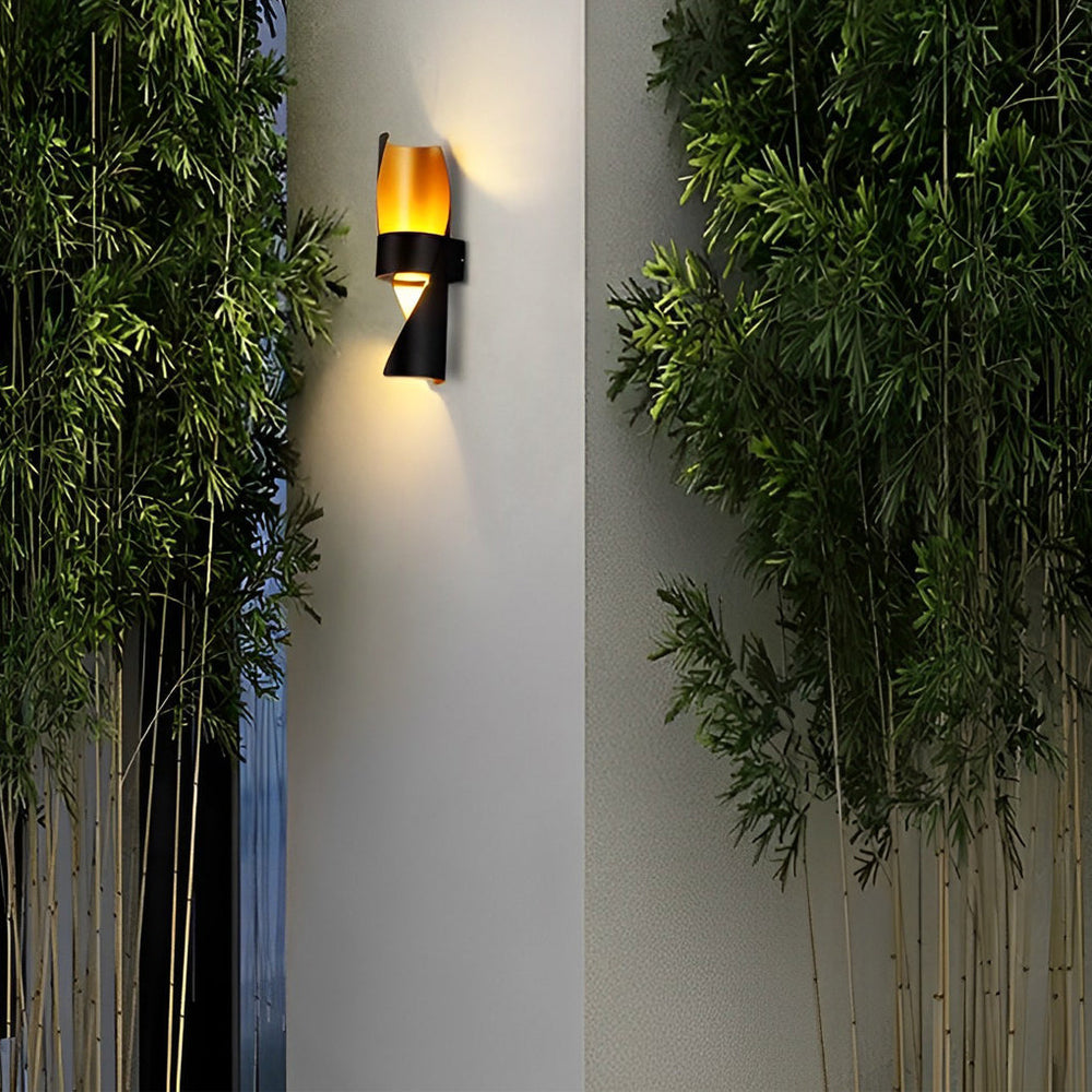 Spiral Exterior Up and Down Wall Mounted Light with Gold Interior
