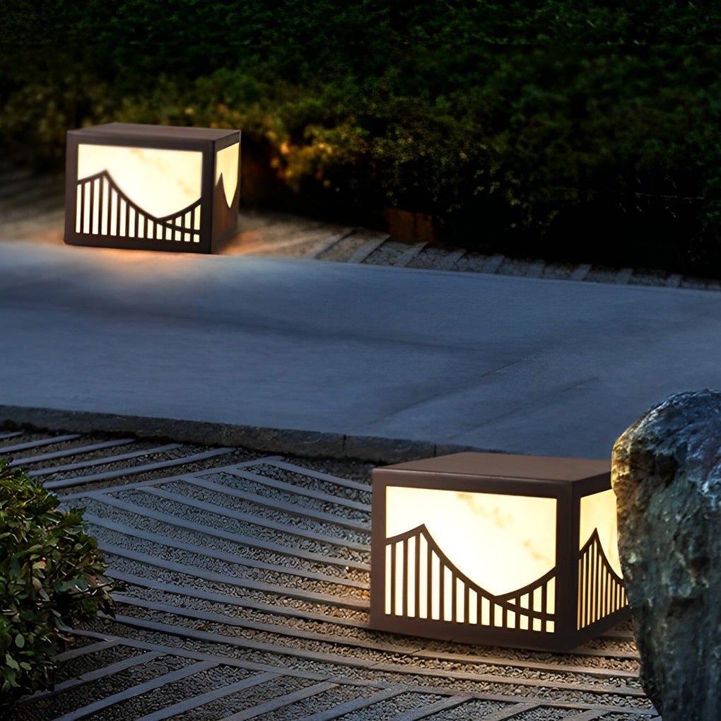 Solar LED Outdoor Post Lights with Mountain Design