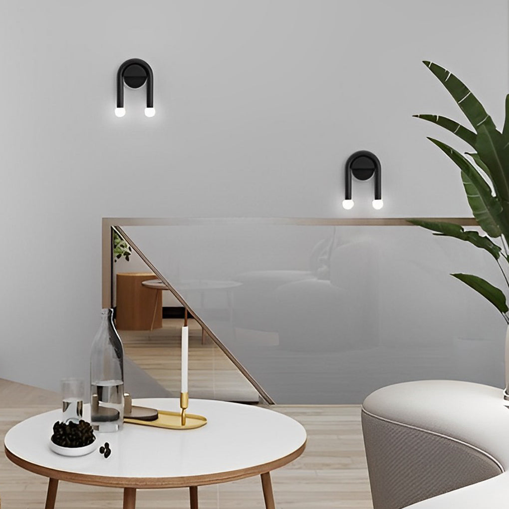 Two Light Nordic Black LED Wall Lamp
