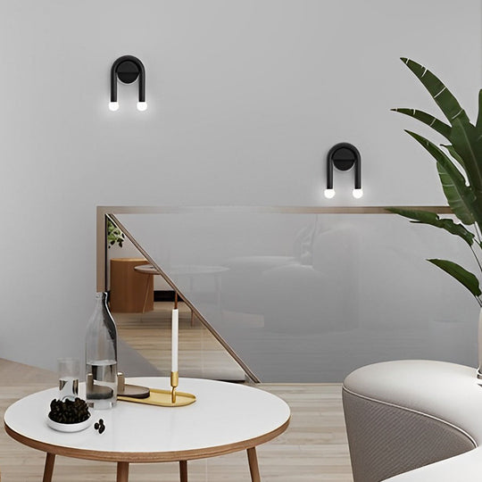 Two Light Nordic Black LED Wall Lamp