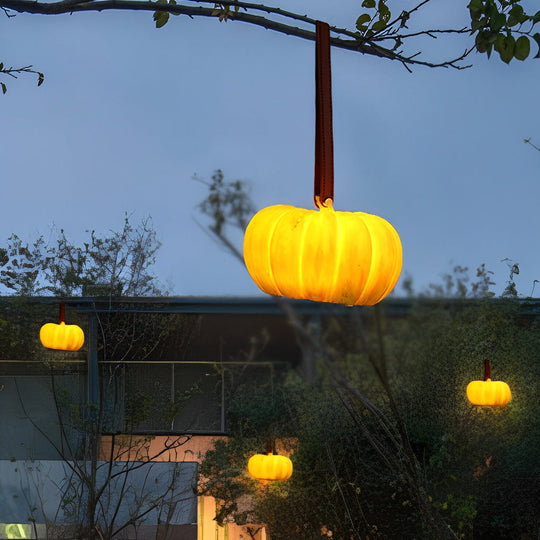 Portable Pumpkin-Shaped Resin LED Outdoor Lawn Light