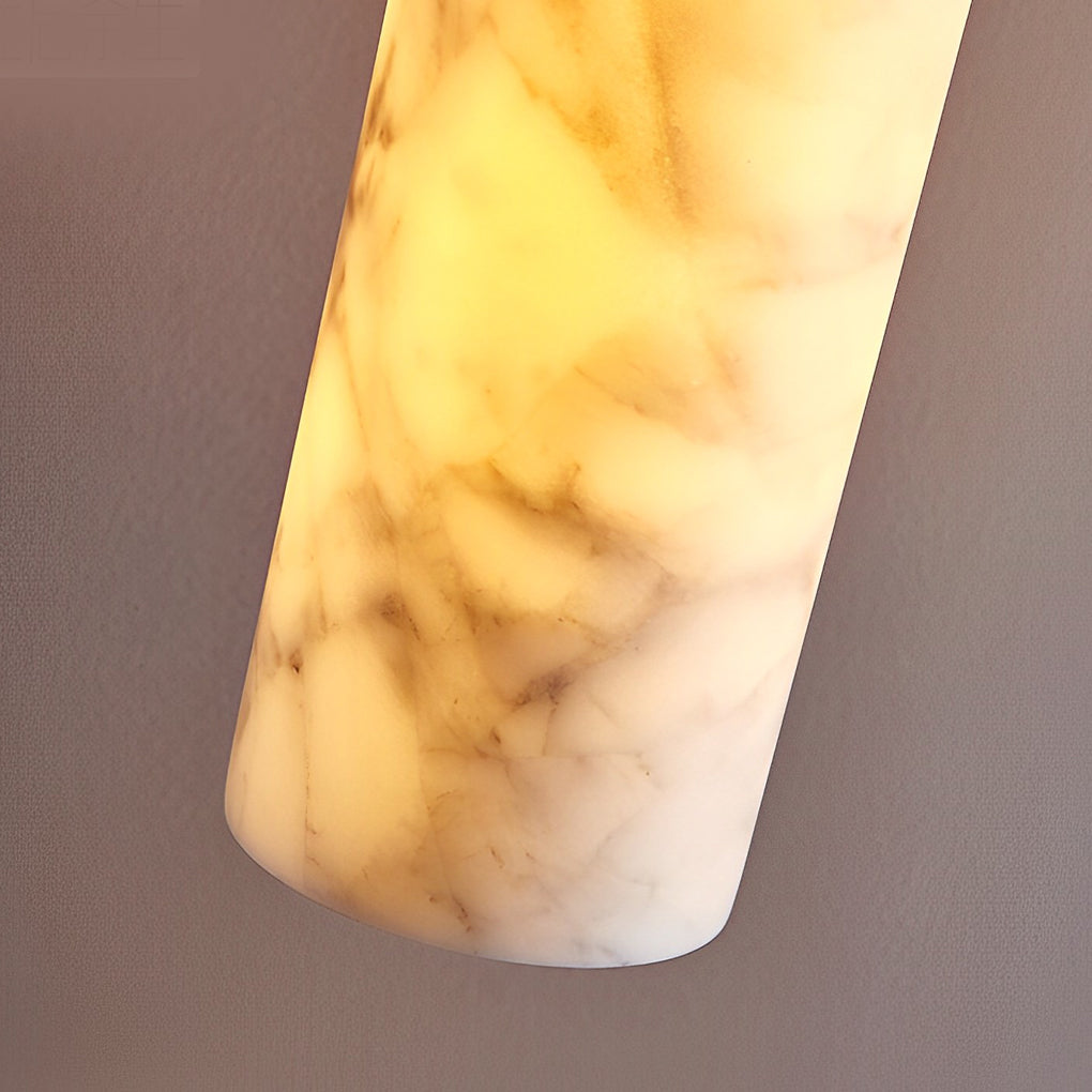 Elongated Cylindrical Marble Texture Minimalist Chandelier Pendant Light