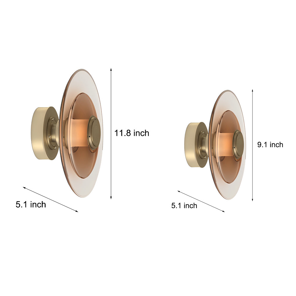 Double Layer Round Glass Electroplated LED Nordic Wall Light