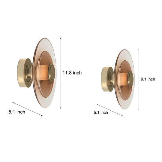 Double Layer Round Glass Electroplated LED Nordic Wall Light