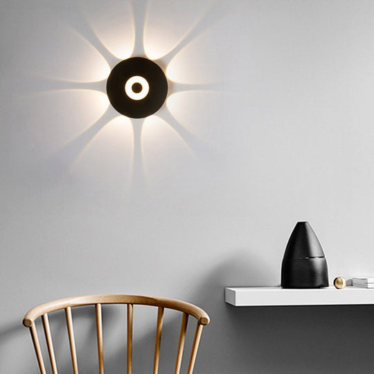 Round Waterproof LED Black Wall Washer Sconce Light