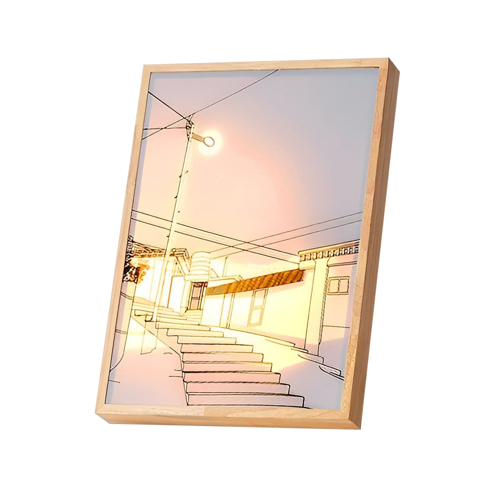 Wooden Frame Touch Control Dimmable LED Night Light