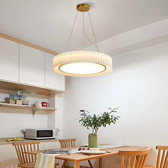 Circular Pleated 3-Step Dimming LED Nordic Ceiling Light Chandelier