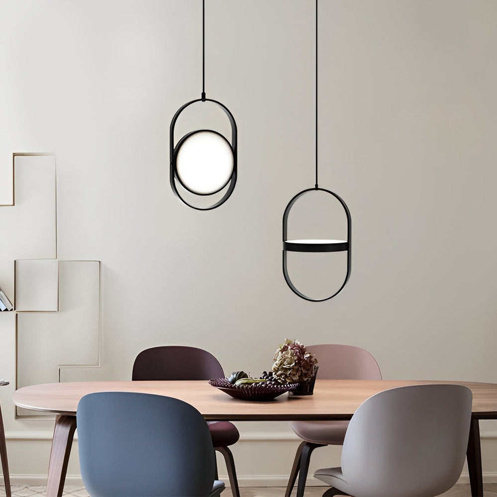 Adjustable Round Three-Step Dimming Black Modern LED Pendant Lights