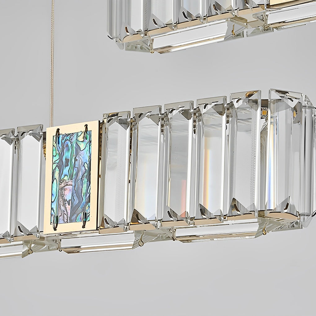 2 Strips Three Step Dimming LED Modern Crystal Dining Room Chandelier