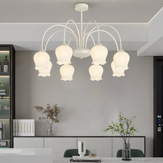 Orchid Flower Chandelier with 3-Step Dimming, 8-Heads