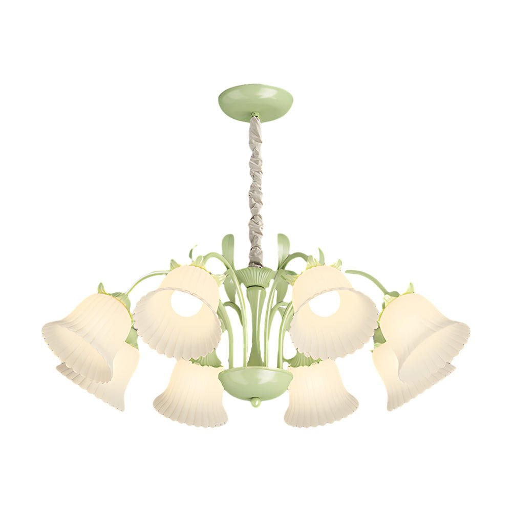 White Flower Chandelier with 3-Step Dimming, 8 Lights