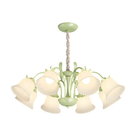 White Flower Chandelier with 3-Step Dimming, 8 Lights