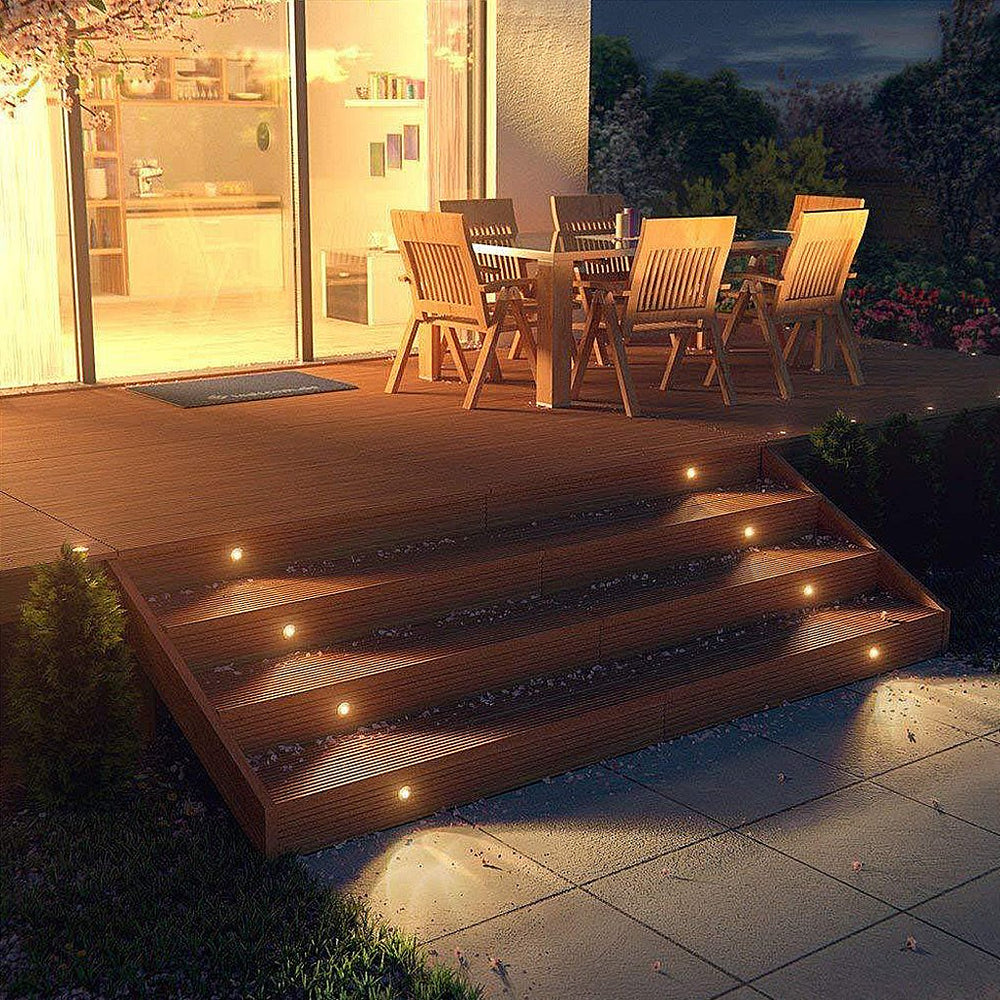 Lux Bright White Stainless Steel 1.5W LED In Ground Well Lights for Decks and Steps