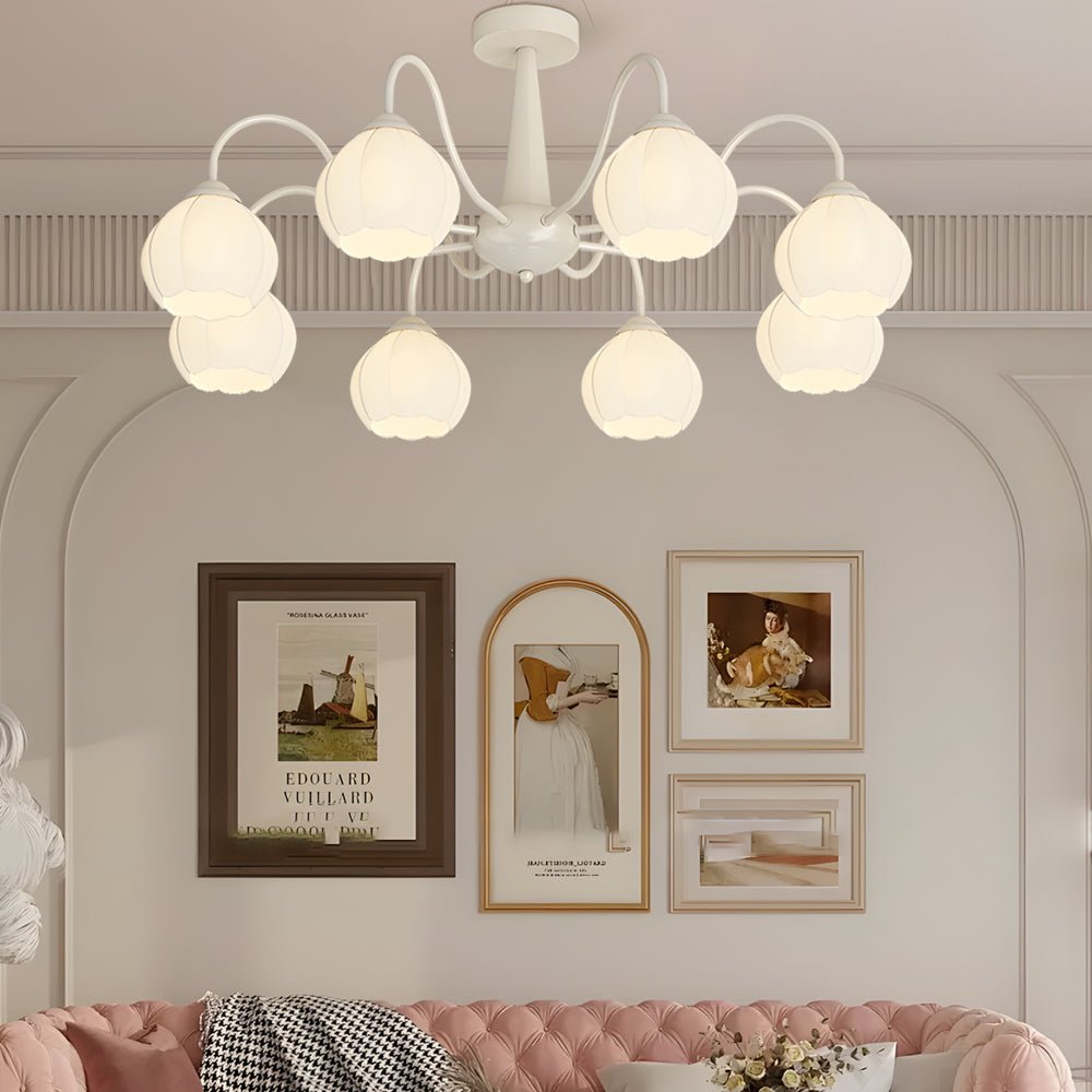 Orchid Flower Chandelier with 3-Step Dimming, 8 Lights