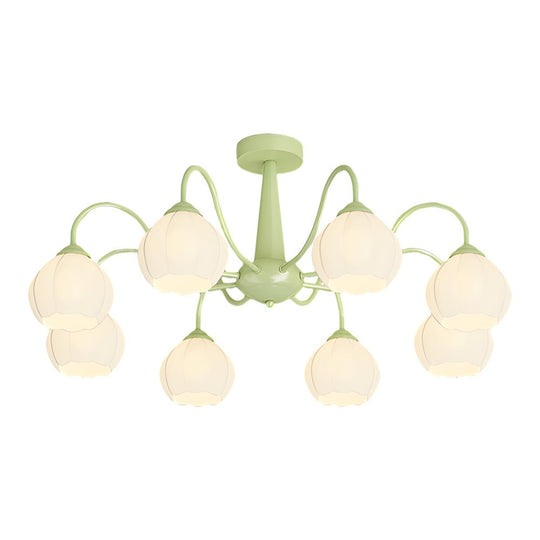 Orchid Flower Chandelier with 3-Step Dimming, 8 Lights