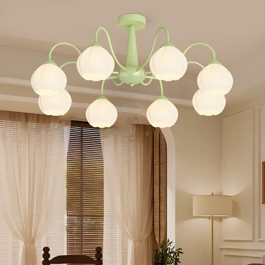 Orchid Flower Chandelier with 3-Step Dimming, 8 Lights