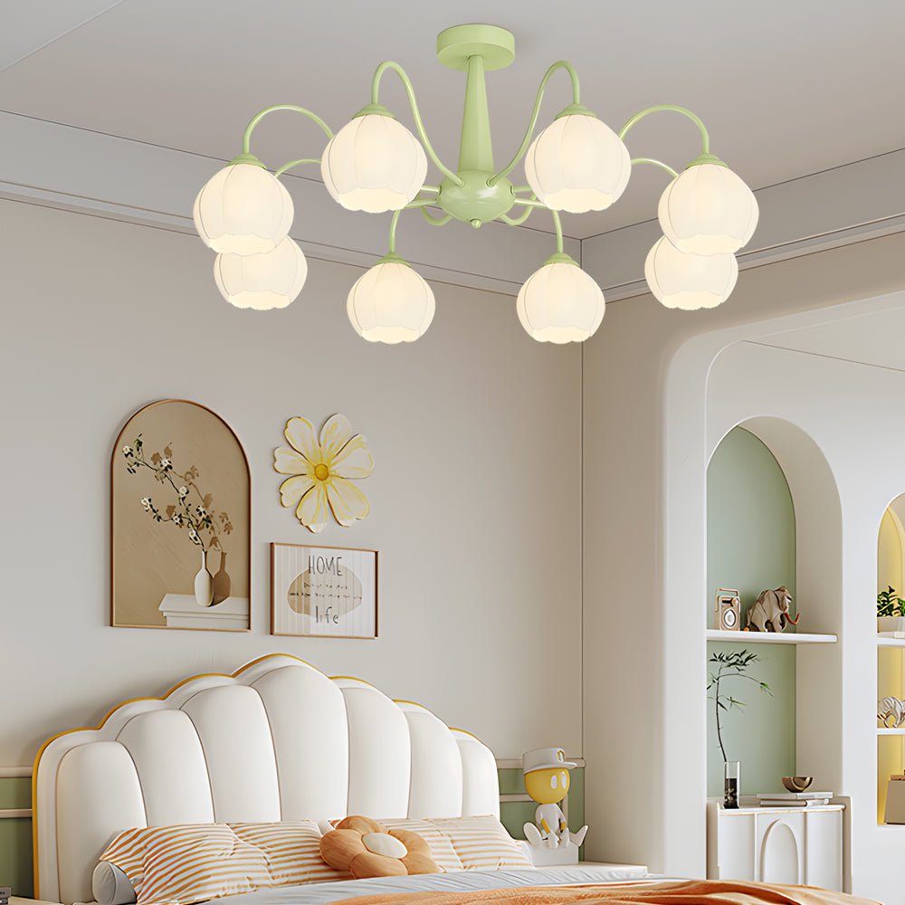 Orchid Flower Chandelier with 3-Step Dimming, 8 Lights