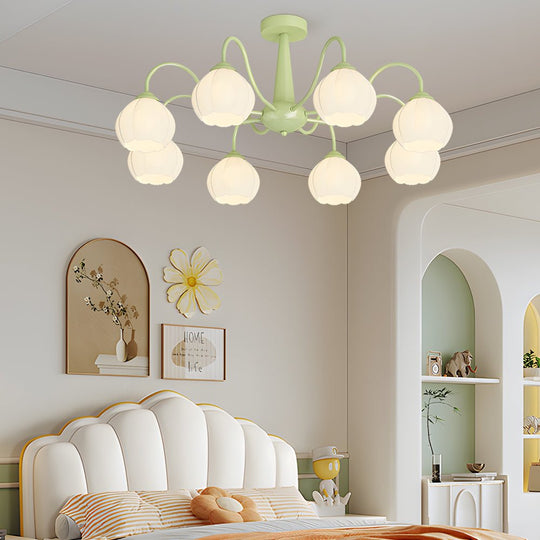 Orchid Flower Chandelier with 3-Step Dimming, 8 Lights