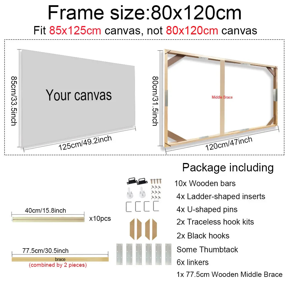 Solid Wood Canvas Stretcher Frame DIY Kit Multiple Sizes