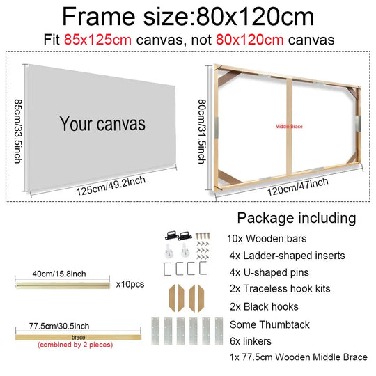 Solid Wood Canvas Stretcher Frame DIY Kit Multiple Sizes