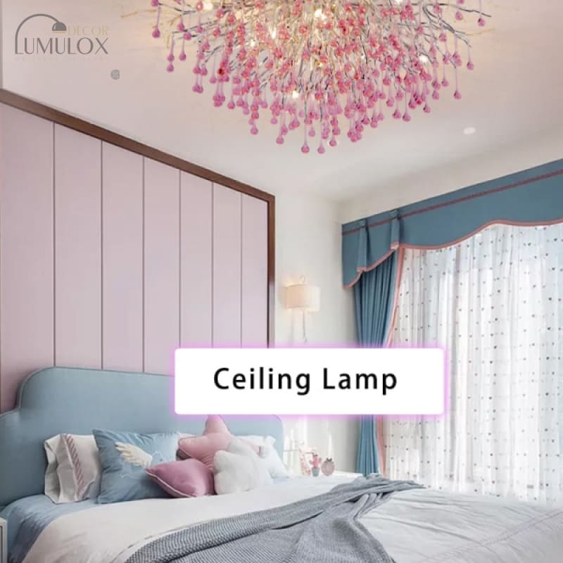Creative Tree Branch LED Chandelier – Lovely Pink & Blue Pendant Light for Bedrooms