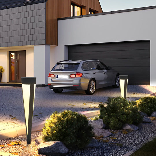Round Gray Solar LED Outdoor Lawn Light