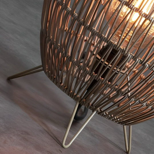 Elegant Handmade Rattan Oval Cage Outdoor Floor Lamp – Rustic Waterproof Lighting