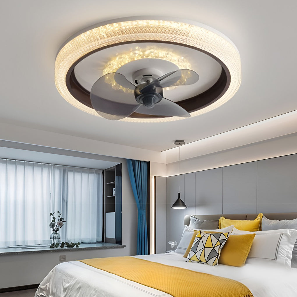 Round 360° Rotatable Stepless Dimming LED Ceiling Fan Light