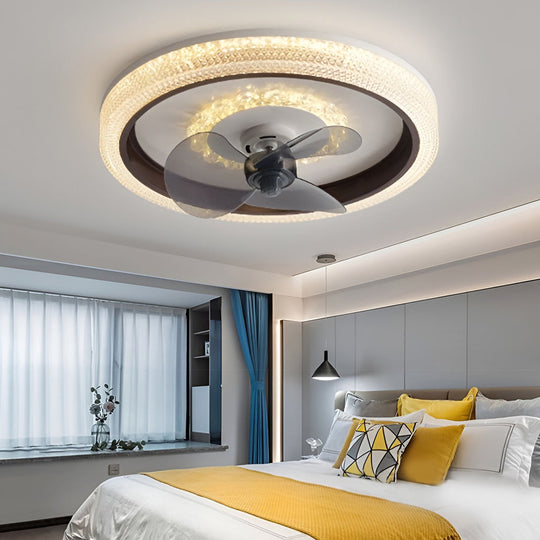 Round 360° Rotatable Stepless Dimming LED Ceiling Fan Light
