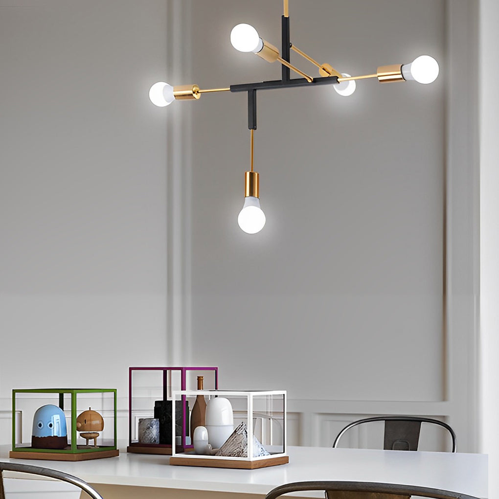 5 Lights LED Creative Branch Electroplated Iron Modern Chandelier Ceiling Light