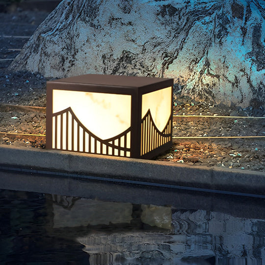 Solar LED Outdoor Post Lights with Mountain Design