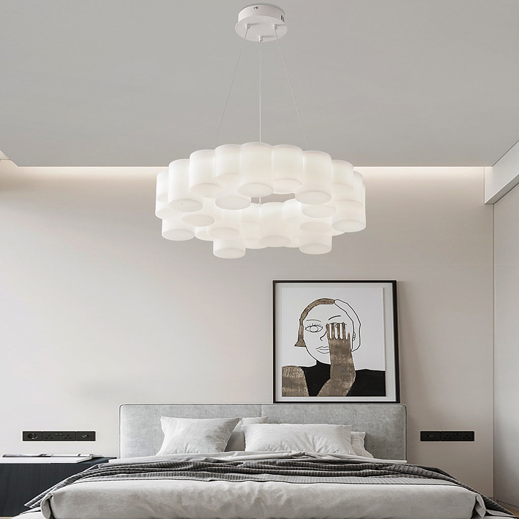 Ring Honeycombs Three-Step Dimming LED White Ins Nordic Chandelier Light