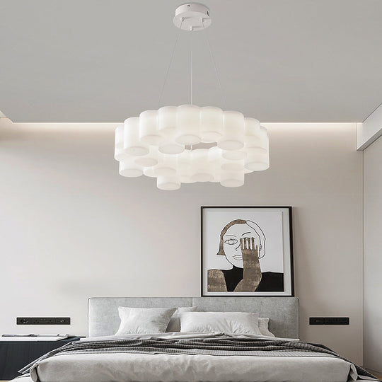 Ring Honeycombs Three-Step Dimming LED White Ins Nordic Chandelier Light