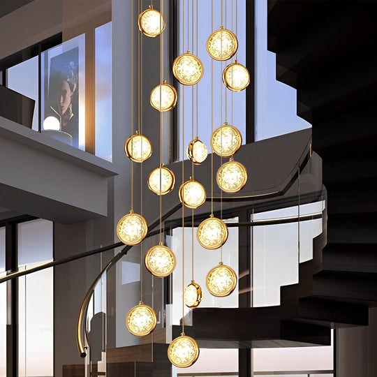 Global Crystal Cluster Adjustable Luxury Staircase Chandelier