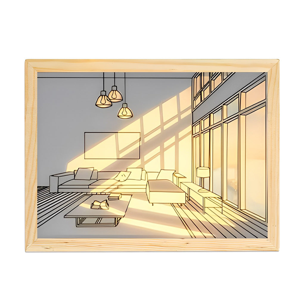 Wooden Frame Touch Control Dimmable LED Night Light