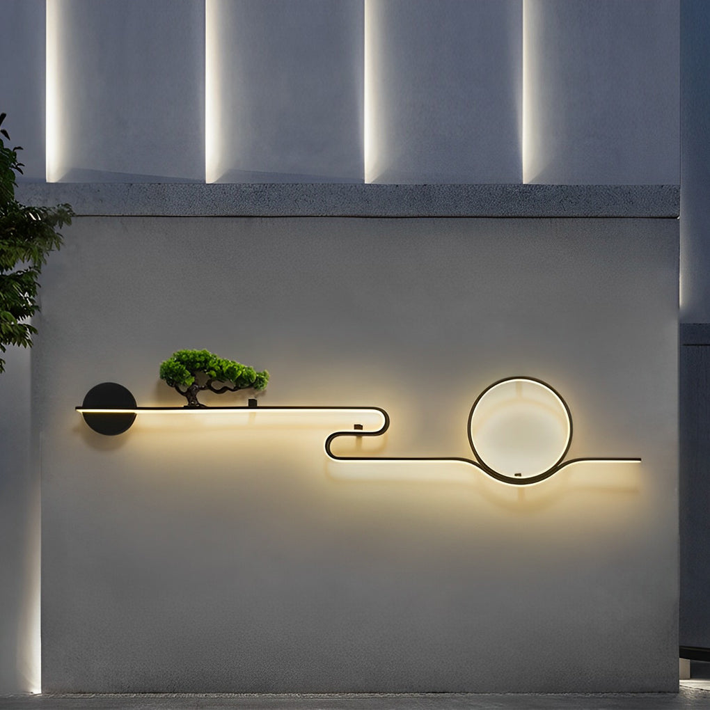 Moon Tree Scenery Waterproof LED Black Retro Outdoor Wall Lights