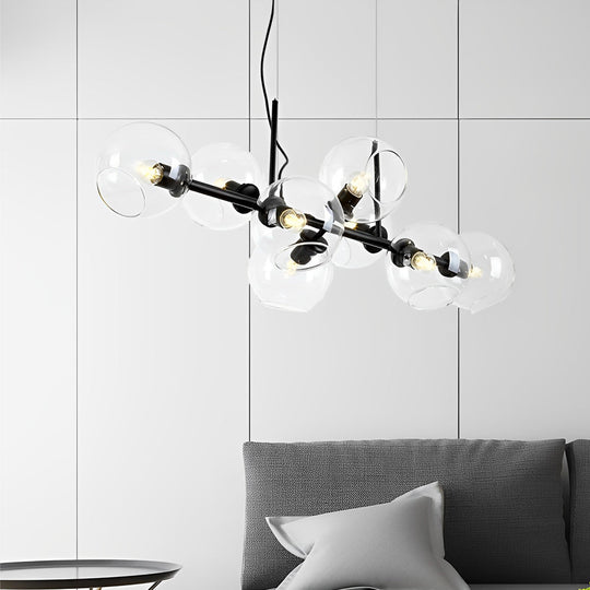 8 Lights Glass Shade LED Postmodern Chandelier Dining Room Light Fixture
