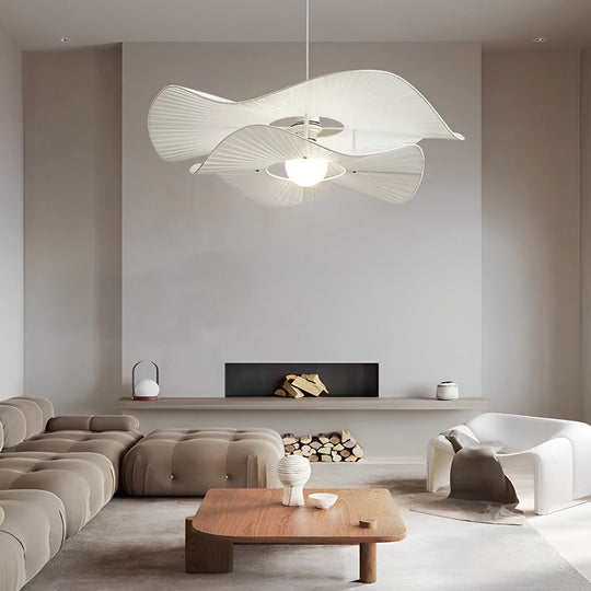 Pleated Fabric Hats Flowers Three Step Dimming Modern Ceiling Light