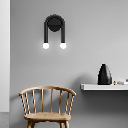 Two Light Nordic Black LED Wall Lamp