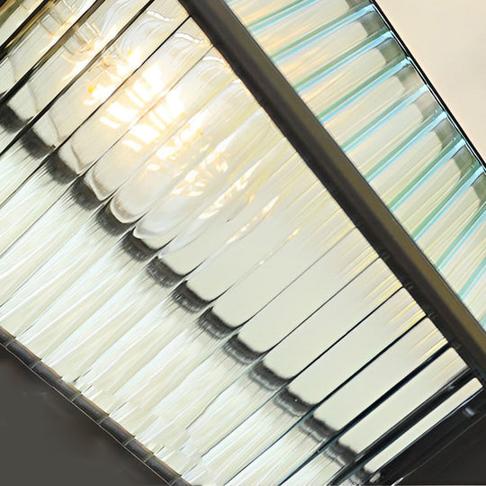 Retro Waterproof Stripes Glass Shade Outdoor Wall Light